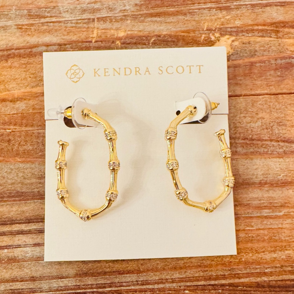 Kendra Scott Gold Maura Bamboo Crystal Hoop Earrings